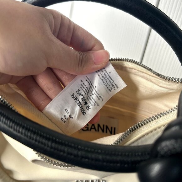 GANNI White Black Leather Knot Mini Shoulder Crossbody Bag - Picture 7 of 16